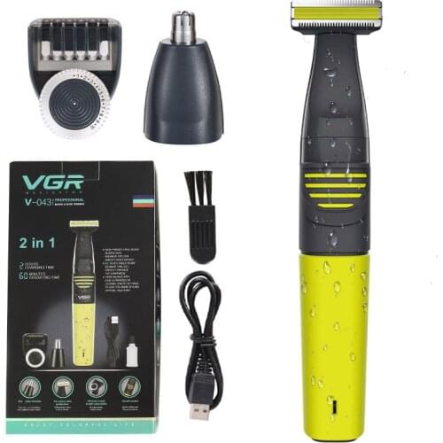 2 in 1 Professional Facial Body Hair Trimmer Clipper For Men Electric Ear Nose Beard Hair Trimer USB Rechargeable Hair Removal