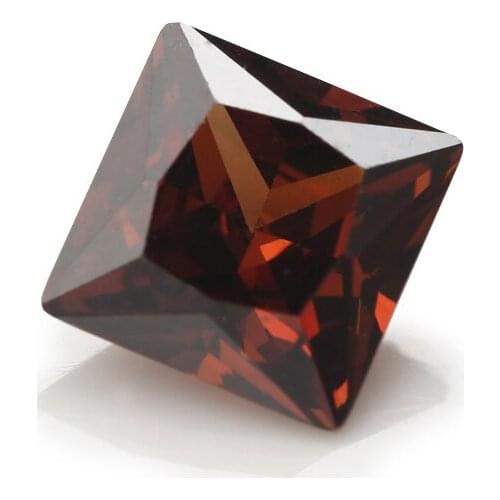 50PCS 2x2~10x10mm Square Shape Coffee color AAAAA Loose Cubic Zirconia stone Princess Cut CZ Stone For Jewelry DIY