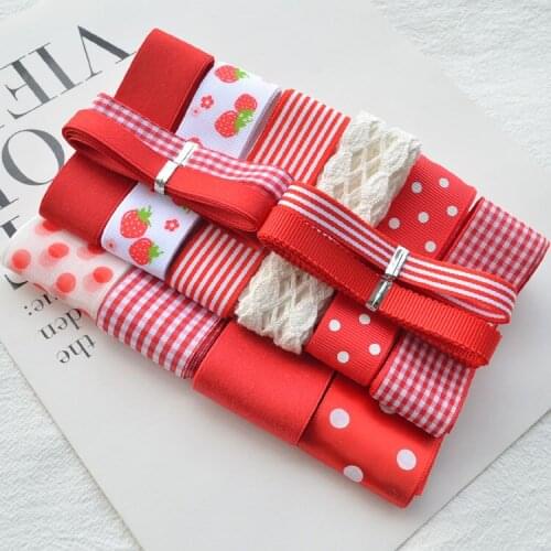 Korea Style Red Hair Accessories DIY Ribbon Sets Flower Gift Packaging Hair Bowknot Ribbons Handmade (14 Meters )