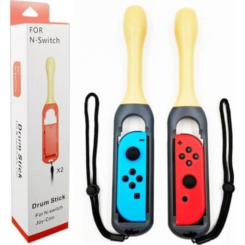 Twin Pack Drum Sticks Handgrip for Nintend NS Switch Joy Pad Controllers for Taiko Drum Master Kinect Game with Wrist Straps