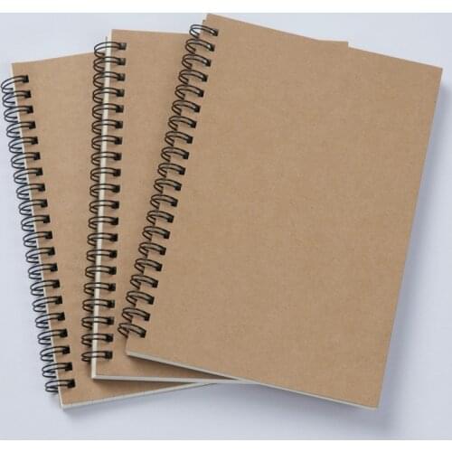 A6 Spiral Coil Notebook School Supplies Journal Dot Grid Line Kraft Paper Cover 100 Pages Diary Notepad School Office Stationery