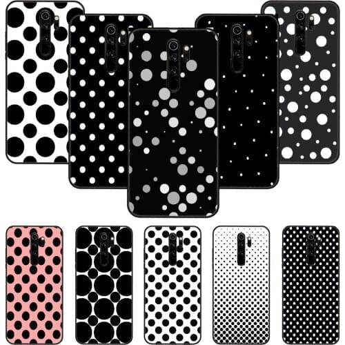 Phone Case For Xiaomi Redmi Note 8 8T 7 7A 9 9S 8A 4 5 Pro Black Cover Waterproof Silicone Back 3D Black and White Polka Dot