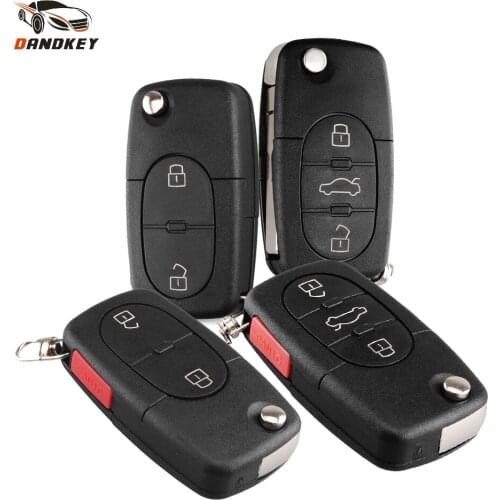 Dandkey 2/3/4 2+1 3+1 Button Remote Key Fob Case Shell & HU66 Blade For Audi A2 A3 A4 A6 TT Old Models CR1620 Battery Holder