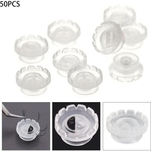 50pcs Eyelash Extension Cup Eyelash Growing Blooming Assistant Tool Glue Cup Ring Eyelash Extension Adhesive Stand