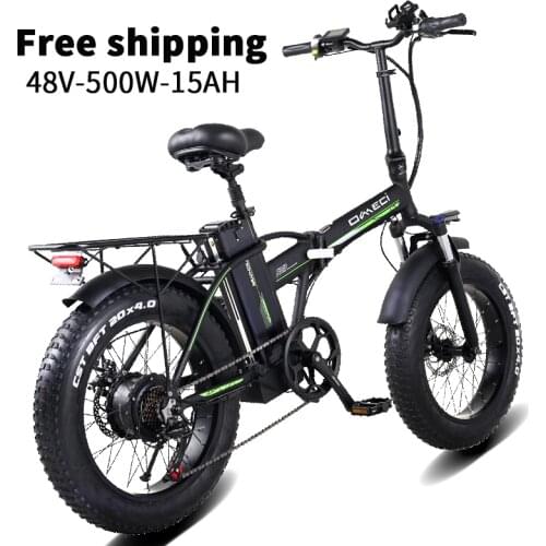 OMECI Electric Bicycle 20 Inch Electric Folding Bike Fat Tire Beach Cruiser Bike 500W 48V Lithium Battery 15Ah Mountain E-bike