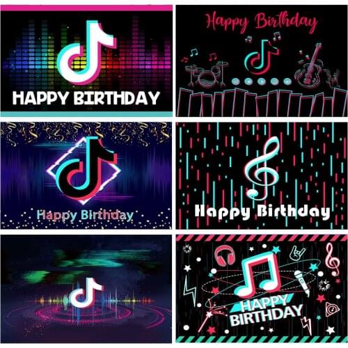 GFUITRR Popular Musical Symbol Photography Backdrops Happy Birthday Photo Backgrounds Fashion Party Decor Banners Photo Studio