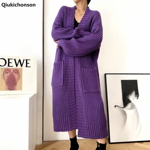 Lantern Sleeve Autumn Winter Long Cardigan Knit Women Sweater Cardigan Coat Gardigan pull femme