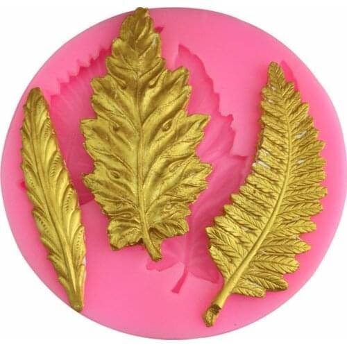 Three feather leaves modeling silica gel mold chocolate mousse inverting sugar baking mold DIY gypsum drop glue decoration