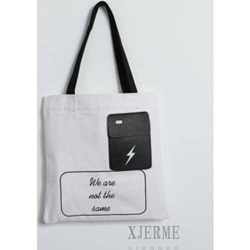 Bucket bag ins canvas 2020 new Korean style shoulder bag female high school student handbag vintage handbag