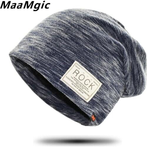 New Styl Women And Men ROCK Cloth Mark Hat Plus Cashmere Winter Hat For Women Fashion Warm Beanie 3 Colors Sports Winter Caps