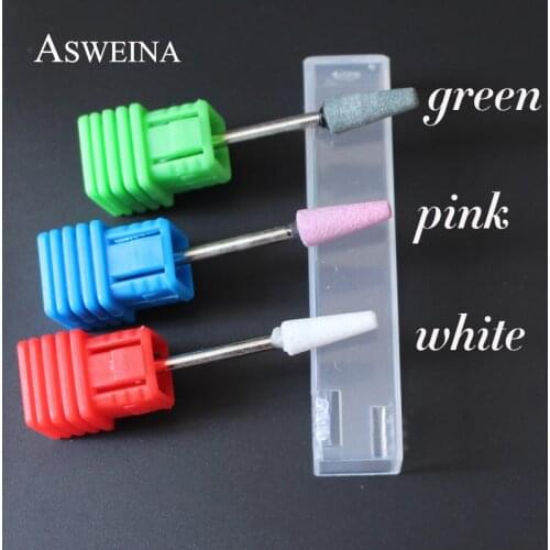 ASWEINA 3/32" Ceramic Stone Burr Nail Drill Bit Cutter 3 Size Choice For Professional Manicure Electric Drills Nail Accessory