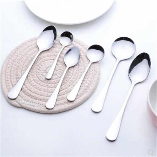 Round head Stainless Steel Coffee Spoon Ice Cream Dessert Tea Spoon For Picnic Kitchen Accessories-1PC