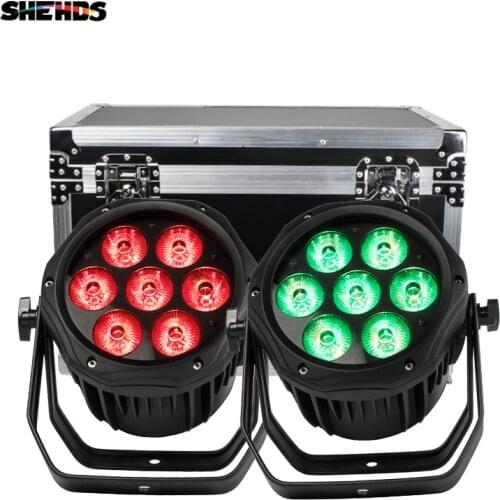 Top Sale SHEHDS Aluminum IP65 Waterproof 7x18W/12W RGBW+UV LED Par Lights With Flight Case DMX Control For DJ Club Party Disco