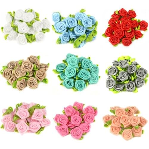 50pcs/lot 2CM Artificial Silk Mini Rose Flower Heads Make Satin Ribbon Handmade DIY Craft Scrapbooking For Wedding Decoration
