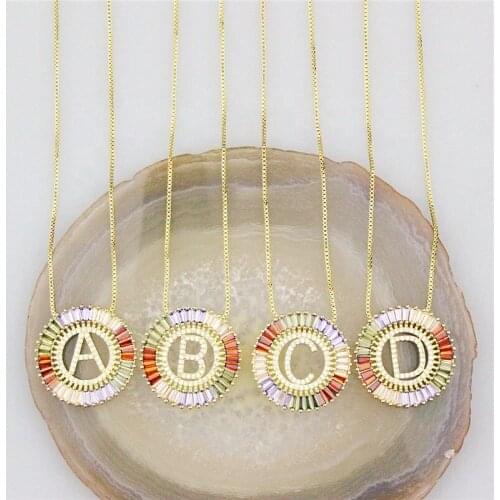 19inch 10str/lot Fashion cz necklace, colorful cz letter charm component, handmade diy necklace jewelry