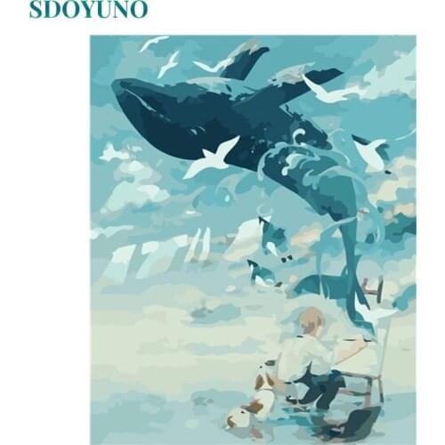 SDOYUNO 60x75cm Pictures By Numbers Scenery DIY Painting By Numbers On Canvas Frame Animals Hand Painting Coloring By Numbers