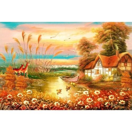 A16173 11CT/14CT/18CT/25CT/28CT oil scenery patterns Counted Cross Stitch DIY Cross Stitch Kits Embroidery Needlework Sets