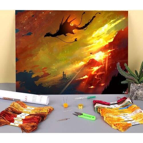 Scenery Pre-Printed 11CT Cross-Stitch DIY Embroidery Full Kit DMC Threads Craft Needlework Sewing Knitting Gift Needle