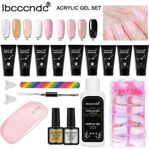 Professional 9colors 30ml Polygels Kit Quick Builder Nail Gel Set Base And Top Coat Nail Dryer Lamp Slip Solution Clips