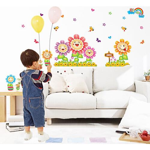 Sunflower Wall Sticker Home Living Room Bedroom Kindergarten Childrens Kids Room Decorative Waterproof PVC Wall Stickers