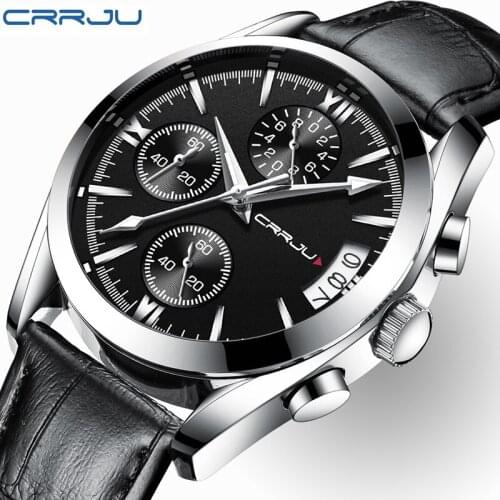 2020 New Fashion Chronograph Men Wristwatch Genuine Leather Luminous Men Wrist Watch Top Brand Luxury Waterproof Male Watch Cock