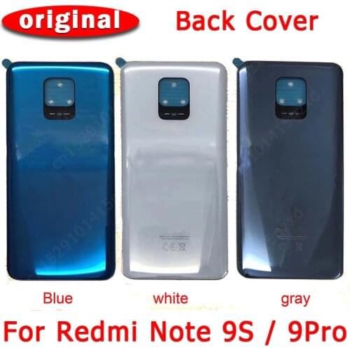 Original Back Battery Cover for Xiaomi Redmi Note 9S 9 Pro 9Pro rear housing cover case with adhensive replacement spare parts