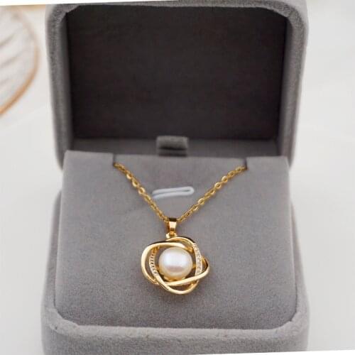 Natural Pearl 18 K Rose Gold Fashion Necklace Jewelry Gold Jewelry Nacklaces for Women Fine Gift Jewelry