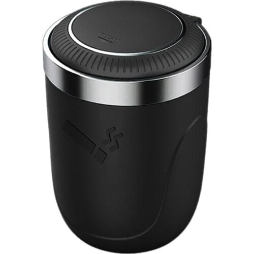 Car Ashtray with LED Light Push Type Auto Vehicle Cigarette Ashtray Holder Decor