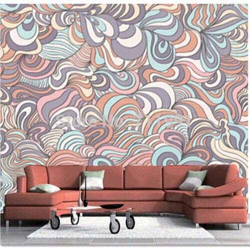 Custom 3D Swirly Pattern In Colourful Pastels Wall fresco Mural Wallpaper for TV Bedroom Sofa backdrop papel de parede