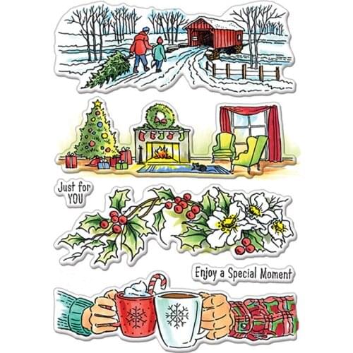 XMAS Holiday Gift Clear Stamp DIY Stencil For Scrapbooking Album Photo Embossing Transparent seal Template Paper Card New