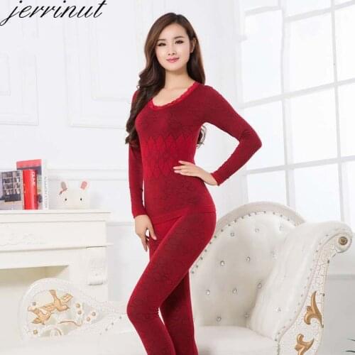 Jerrinut Long Johns For Women Thermal Underwear Set Second Skin Winter Female Thermal Clothing Women Body Shaped Pajamas Warm
