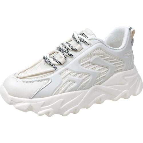 RASMEUP 2021 Autumn New Womens Shoes Super Fire Breathable Thick-soled Lace-up Student Sports Casual Shoes Women Mesh Sneakers