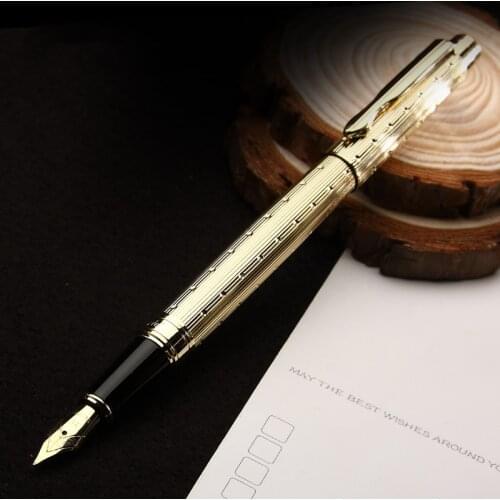 Luxury Band Fountain Pen Gold Silver Clip Optional High Quality Metal Writing Name Pens for Men Women Business Office Stationery