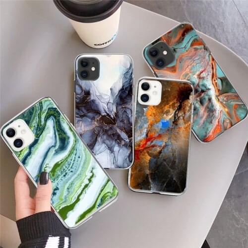 Luxury Colorful Marble Texture Case For iPhone 12 11 Pro XS MAX 12 mini 6 6s 7 8 Plus X XR 5S SE 2020 Camera Protection Covers