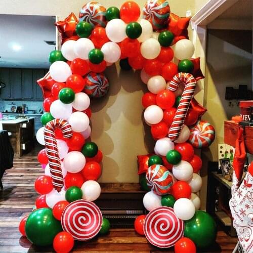 Christmas Decorations 2021 Wreath Arch Kit 140 Pcs Green, Red, White, Candy Balloon Party Atmosphere Creation