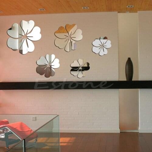 New Hot Mirror Style Flowers Removable Decal Vinyl Art Wall Sticker Home Decor