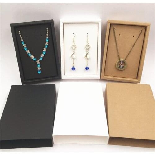 Drawer Box Craft Paper Tricolors Necklace Eardrop Earring Bracelet Jewelry Luxury Display Package Drawer Box Jewelry Box 12Sets