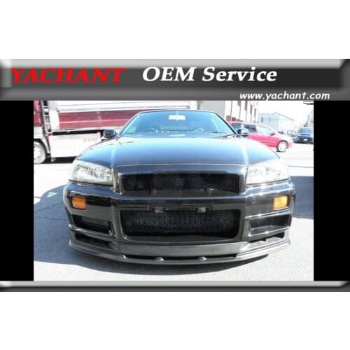 Car-Styling FRP Fiber Glass Body Kit Front Lip Fit For 1999-2002 Skyline R34 GTR OEM Standard Front Bumper Bottom Lip