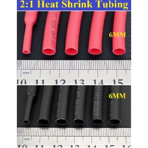 Dia 6mm Heat Shrink Tubing 2:1 Polyolefin Insulation Thermal Cable Sleeve Insulated Wire Protector Wrap DIY Connector-5/10M