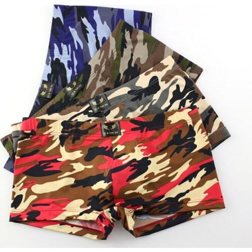 4PCS/Lot Men Underwear Camouflage Boxer Nylon Breathable Male Panties U Convex Men Boxer Shorts Calzoncillo Men Underpants