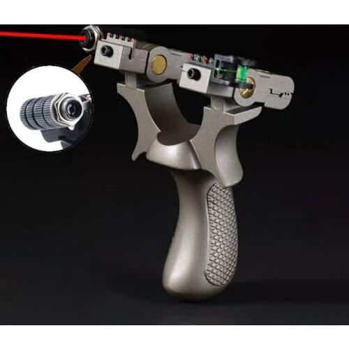 High Precision Outdoor Shooting Hunting Slingshot Laser Aiming Resin Catapult Slingshot Using Flat Rubber Band