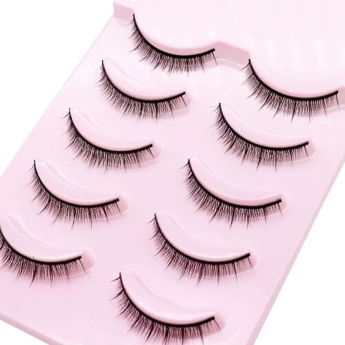 Yokpn New Pointed False Eyelashes Japanese Natural Nude Makeup Plain Black Stem False Eyelashes Cross Short Eyelashes 5 Pairs