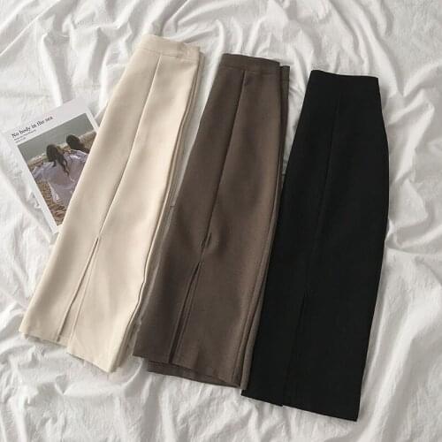 Long Skirt Female High Waist A-line Skirt Summer New Style Female Korean Student Versatile Split Hip Skirt