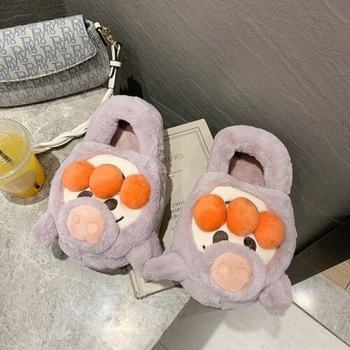 2020 ladies cartoon cotton slippers cute warm home plush slippers size 36-41
