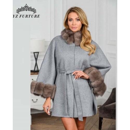 Winter Real Fox Fur Women Coats Jackets Natural New Winter Korean Fashion Wool Fur Coat Real Fox Fur Long Fur Overcoats