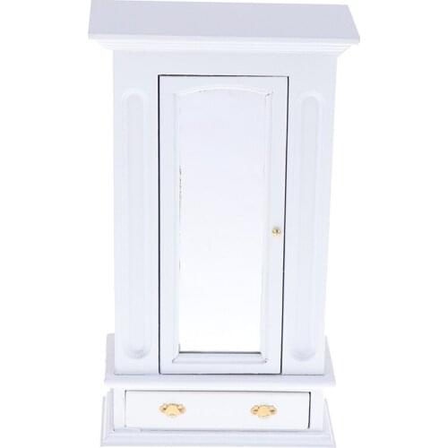 1/12 Scale Wooden Cabinet Wardrobe Furniture Model with Mirror high quality