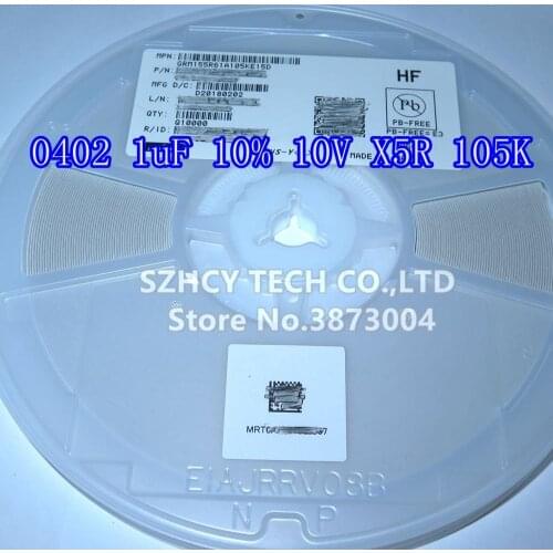 10000Pcs 0402 1uF 10V 10% X5R 0402 105K GRM155R61A105KE15D New and origianl