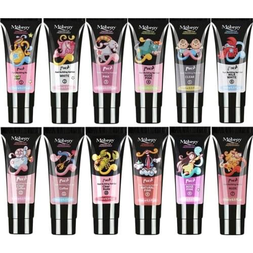 12color/ lot 15ml Extend UV Nail Gel Extension Builder Led Gel Nail Art Gel Lacquer Jelly Acrylic Poly Builder UV Nail Gel Set