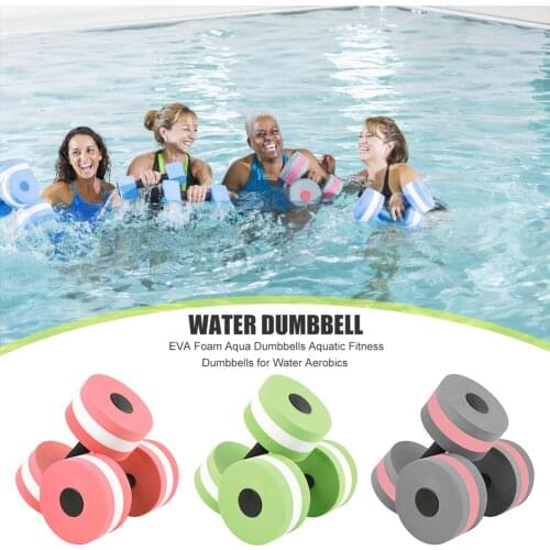 2pcs Foam Water Foating Dumbbell Pool Aqua Dumbbells Aquatic Water Aerobics Exercise Fitness Dumbbells for Swimming Pool