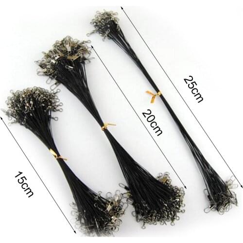 20PCS Anti Bite Steel Fishing Line 15/20/25cm Steel Wire Leader With Swivel Fishing Accessory Fishing Wire Leash 3 Colors